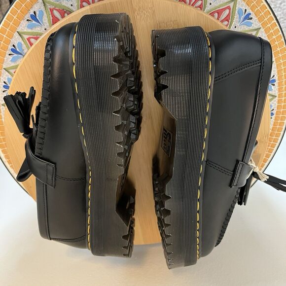 Dr. Doc Martens Adrian Quad Women’s 6 Black Leather Platform Tassel Loafers NEW - Picture 5 of 9